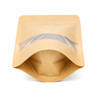 En stock, sacs d'emballage alimentaire refermables en papier kraft brun avec fermeture éclair, thermoscellables, avec fenêtre transparente, OEM/ODM