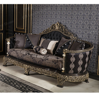 Ensemble de canapés turcs classiques, faits à la main, luxe, bois massif, noir et or, style baroque, pour salon