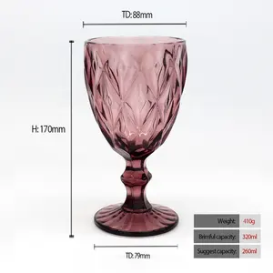 LANGXU wedding party diamond cut bicchiere da vino rosso classico in rilievo calici con stelo in cristallo bicchiere vintage
