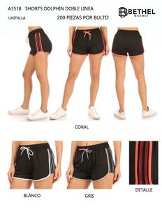 Shorts Deportivos para Mujer Bethel, a Rayas, con Cordón Ajustable, Cintura Media, Spandex, Poliéster, Corte Regular, Tallas S, M, L, XL - Product Image 1