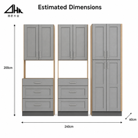 Ensemble de meubles de cuisine modulaires Shaker gris chêne, comprenant armoires murales, tiroirs de base, garde-manger haut et placard, en kit, taille personnalisable