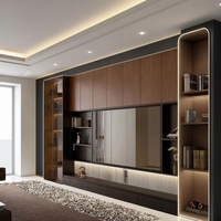 Lemari TV Modern Gantung Dinding MDF Melamin Kayu, Unit Panel Konsol untuk Kamar Tidur