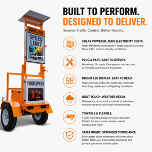 <span class=keywords><strong>Señal</strong></span> de Límite de Velocidad con Radar LED Solar, Remolque con Tablero de Advertencia de Seguridad Vial Móvil, <span class=keywords><strong>Señal</strong></span> de Seguridad Portátil para Obras Viales - Product Image 3