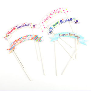 5 unids/set Cupcake Toppers pastel bandera fiesta de cumpleaños comida decoraciones niños Topper de la torta - Product Image 3