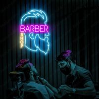 Enseigne Néon Winbo pour salon de coiffure Rose Outils de barbier Lumière Néon LED pour salon de coiffure Décoration Salon de beauté Décoration murale Business Neon Sign
