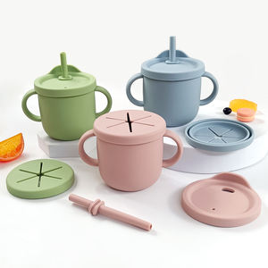 Keluaran baru cangkir bayi anti bocor sublimasi bayi bebas Bpa cangkir makanan ringan dengan tutup 2 in 1 cangkir makanan ringan dan minuman - Product Image 2