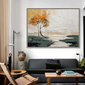 Décoration murale pour la maison, grande peinture abstraite de paysage minimaliste, peinture murale artisanale, décoration murale de luxe - Product Image 5