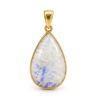 Pendentif Breloque en Pierre de Lune Arc-en-ciel en Forme de Poire, Sertissage Plaqué Or, Bijou Bohème pour Femme, Cadeau de Fiançailles