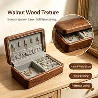 Boîte de rangement pour bijoux en bois massif de noyer noir faite à la main avec compartiments ajustables pour bagues et colliers