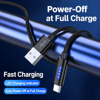 Câble USB-C vers USB-C à charge rapide avec LED, tressé en nylon, pour smartphone, tablette, ordinateur portable, 1M 2M, OEM ODM, vente en gros