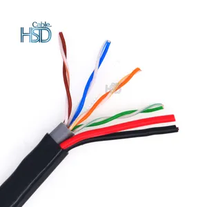 Cable de red Cat5 Cat5E para exteriores, Cable siamés de 4Pr/2Pr 24Awg CCTV con potencia de 100M