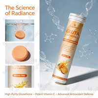 AegleWell L Glutatión y Vitamina C en Tabletas Efervescentes 500mg Cada Una 2 en 1 Sin Azúcar Sabor Naranja 20 Unidades Suplemento Diario