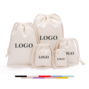 工場卸売 無地ダストバッグ ロゴ印刷付き 旅行用携帯 コットン巾着バッグ 再利用可能収納バッグ - Product Image 1