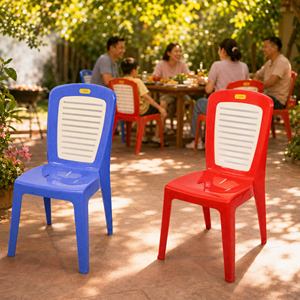 Chaise de jardin en plastique PP colorée, largeur 50 cm, empilable, légère, durable, imperméable, pour terrasse extérieure, moderne et écologique - Product Image 2