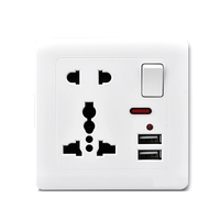 Prise murale USB noire universelle à 10 broches, multiprise avec prises britanniques et prises électriques