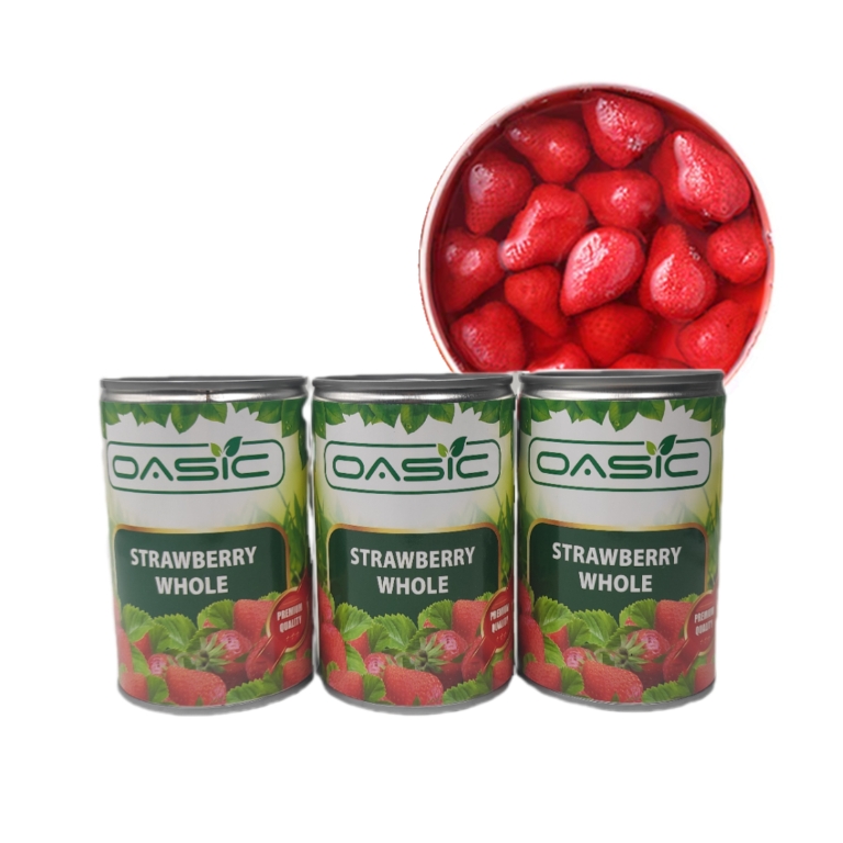 Fábrica al por mayor fruta de fresa fresca a granel en latas gran oferta fresa enlatada en China