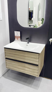 Nuevo Canton Fair estilo americano moderno 30 <span class=keywords><strong>35</strong></span> 42 50 pulgadas juegos de tocadores de baño muebles de grano de madera con lavabo de cerámica - Product Image 3
