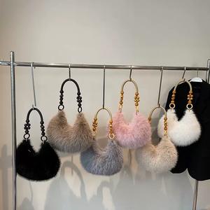 Nuova Borsa di Tendenza in Peluche per Donne, Borsa a Spalla Casual, Borsa a Mano in Finta <span class=keywords><strong>Pelliccia</strong></span> a Forma di Raviolo per Signore - Product Image 1