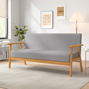 Inweto Moderne Minimalisme Hampton Simple à Triple Nordic Confort Naturel Caoutchouc Bois Canapé pour Réception Salon Beige/Gris - Product Image 2