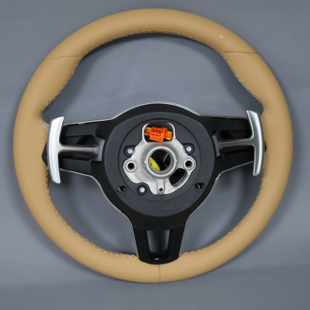 Custom Full Beige Steering Wheel with Rivets (Porsche Fitment), photo 6