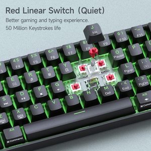 Nâu Chuyển Đổi 60% Nhỏ Gọn 61-Phím Cầu Vồng Backlit Có Dây Máy Tính PC Chơi Game Bàn Phím Cơ Khí Bàn Phím Cho Các Game thủ - Product Image 3