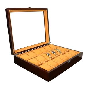 กล่องใส่นาฬิกาไม้โรสวูดสีน้ำตาลลายไม้ทรงสี่เหลี่ยมคุณภาพสูง 18 ช่อง ดีไซน์รักษ์โลก - Product Image 4