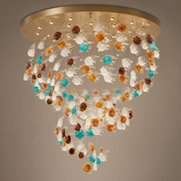 Lustre suspendu en verre multicolore artistique personnalisé pour hall d'hôtel, villa, escalier, prix d'usine en gros
