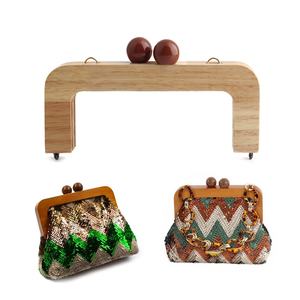 Nolvo World 20cm sac à main en bois sac cadre poignée bricolage carré écologique tissé à la main accessoires bagages valise <span class=keywords><strong>couture</strong></span> portefeuille - Product Image 2