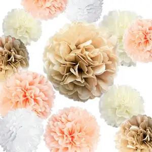 Pompons de papel para decoração de flores, venda por atacado de 12 polegadas