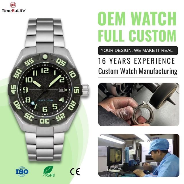 OEM Custom Manufacturer Sandblasted Two-Layer Dial SII NH35 Automatic Movement Super-LumiNova BGW9 Field Mechanical Watches