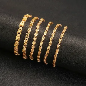 Pasokan Pabrik JXX 24K Emas Disepuh Kuningan Fashion Wanita Gelang Perhiasan Gelang Desain Elegan untuk Wanita