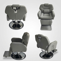 Fauteuil de Barbier Électrique Professionnel Minimaliste avec Pompe Hydraulique Durable et Inclinable en Similicuir pour Salon de Coiffure