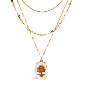 Collar de tres capas chapado en oro de 18 quilates con colgante de árbol de la vida, joyería de regalo - Product Image 5