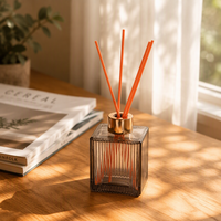 Flacon diffuseur d'huiles essentielles en verre carré de luxe, en promotion, avec bâtonnets parfumés, couleur personnalisable
