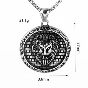 สร้อยคอจี้หัวสิงโตสแตนเลสสำหรับผู้ชาย ดีไซน์รูปทรงเรขาคณิต ลายสัตว์ เครื่องประดับแฟชั่นสำหรับการจับคู่กับเสื้อผ้า - Product Image 5