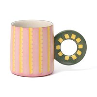 Nouvelle collection d'été de Chine continentale : Tasses en céramique style nordique peintes à la main, colorées, à motifs ondulés et rayures, pour la rentrée scolaire