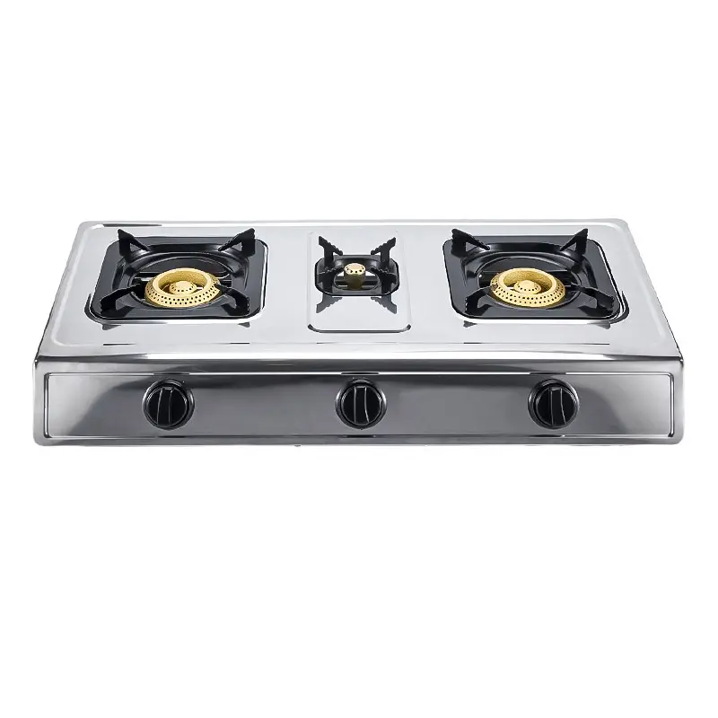 Nuevo diseño de electrodomésticos, precio de fábrica, 3 quemadores de acero inoxidable, mesa de Gas GLP, cocinas de gas