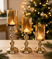 Porte-bougie Hurricane, élégant chandelier à tige haute, bougie pilier en option, taille et finition personnalisables pour table de mariage et décoration intérieure