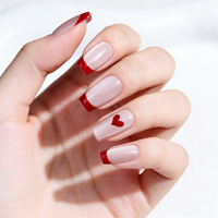Valentijnsdag 10 stuks rode Franse kattenoog acryl luxe full cover kunstmatige valse opzetnagels groothandel