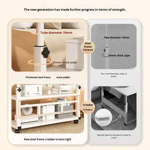 高级现代可选移动式木质电脑桌家用床头柜书房写字办公简约带轮可调节高度 - Product Image 4