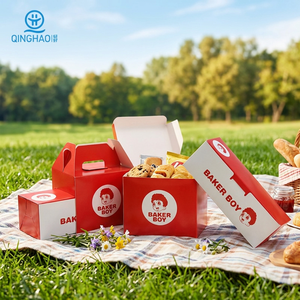 Caixa de Papel Kraft Portátil Reciclável para Mousse, Sobremesas, Bolos e Frango Frito, Embalagem de Fast Food com Logotipo Personalizado em Relevo - Product Image 2