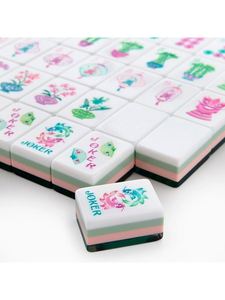 Jeu de tuiles de mahjong américain nacrées - 160 tuiles de luxe, en acrylique 4 couches avec gravure artisanale exquise - Product Image 6
