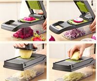 Multifunctionele handmatige groentehakker, -snijder en -slicer met opbergbak en veiligheidsbescherming, keukenhulp voor thuis koken