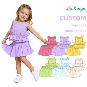 Conjuntos de Ropa para Niñas, Estilo Princesa, con Blusa sin Mangas con Cuello Redondo <span class=keywords><strong>y</strong></span> Volantes, Falda con Cintura Elástica, Diseño Dulce <span class=keywords><strong>y</strong></span> Lindo - Product Image 1
