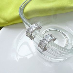 Dylam Trendy Women Fine Jewelry 925 Sterling Silver Rhodium Plated 5A CZ Cubic Zirconia Baguette Gear <b>Hook</b> <b>Earrings</b> - Product Image 3