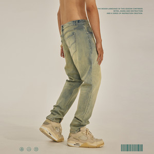 Otoño e Invierno <span class=keywords><strong>2022</strong></span> amarillo Mud Split venta al por mayor a granel China ropa barata moda Biker Strech personalizado hombres Skinny Denim Jeans - Product Image 3
