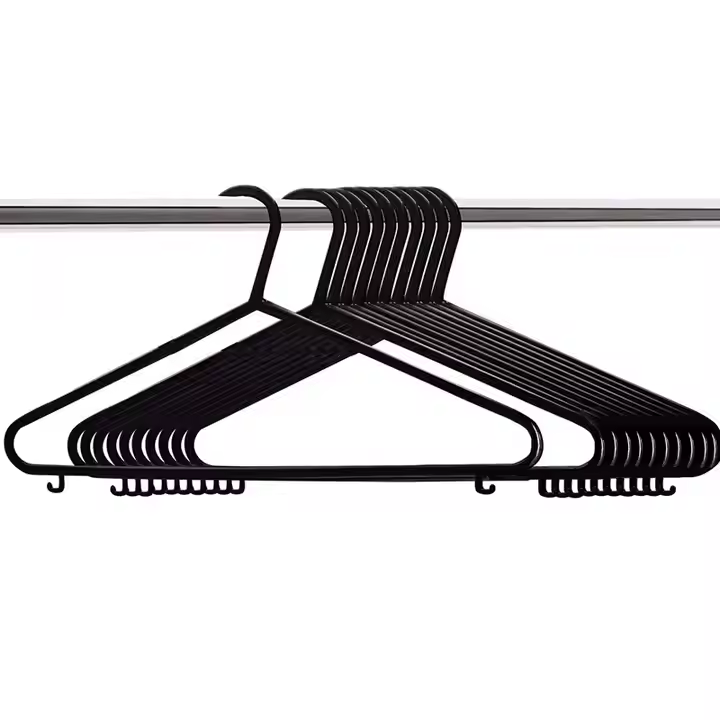 Factory Whole Sale Lightweight Black Plastic Clothing Organizer Space Saving Durable Jacket Laundry Hangers Plastic Suit Hangers