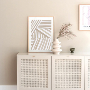 Dòng Trừu Tượng Hiện Đại Tranh Cốt Lõi Vải Bố Đơn Giản Màu Be Màu Đen Tác Phẩm Nghệ Thuật Cho Tường Trang Trí Phòng Ngủ Gia Đình - Product Image 3