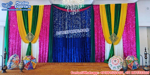 Boda Mehndi/Sangeet evento Multicolor telones de fondo musulmán boda Henna fiesta telón de fondo cortinas hindú Mehndi noche escenario cortina - Product Image 6