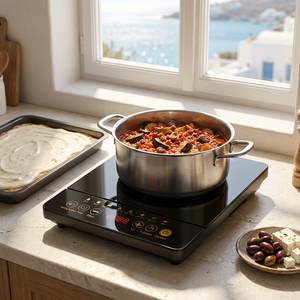Cocina <span class=keywords><strong>de</strong></span> Inducción Portátil 1500W 3 <span class=keywords><strong>en</strong></span> 1, Wok, Olla Eléctrica, Vaporera, Sensor Táctil Inteligente con Temporizador y Bloqueo para Niños KI02010 - Product Image 1